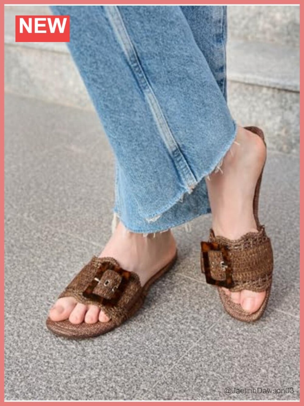 Raffia Slide Sandals Square Open Toe Woven Strap Flat Beach Shoes